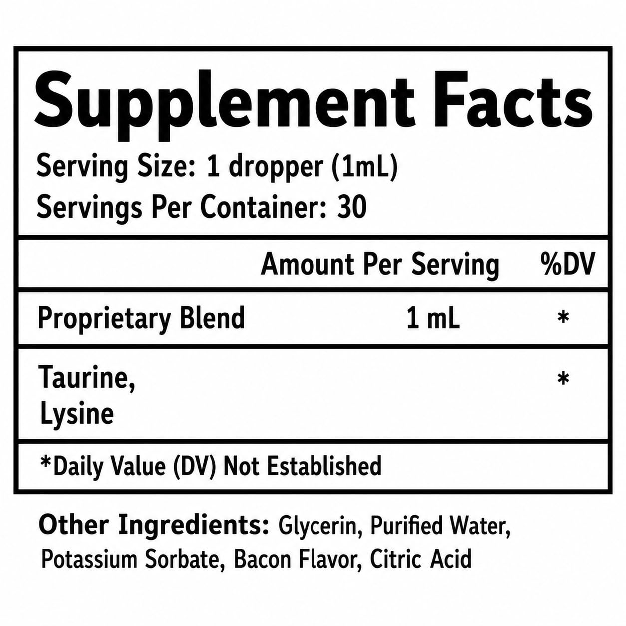 Woof 'n' Purr gros plan étiquette lisible indiquant taurine et ingrédients, rassure qualité