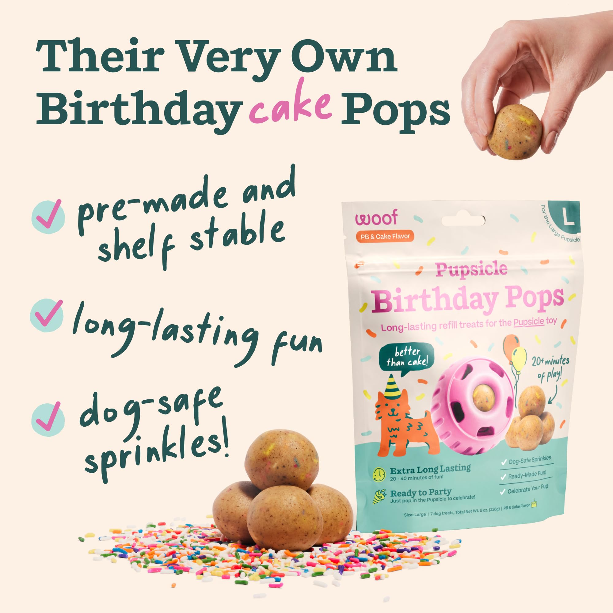 WOOF chien léchant le Pupsicle pour stimulation prolongée