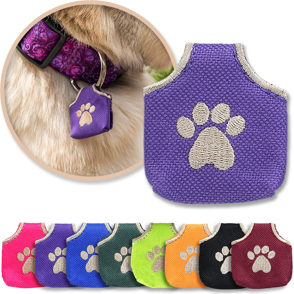 Woofhoof pochette patte violet vue de face protège et réduit bruit