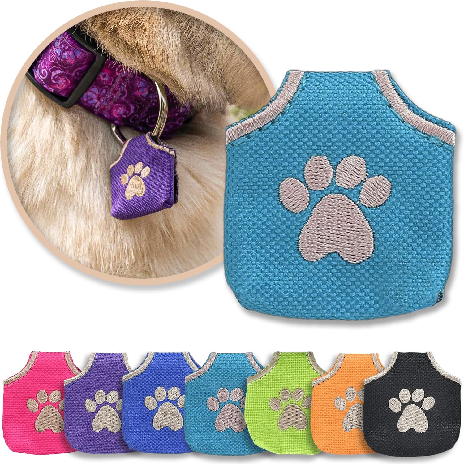 Woofhoof face avant Teal Pawprint montrant le style et la protection