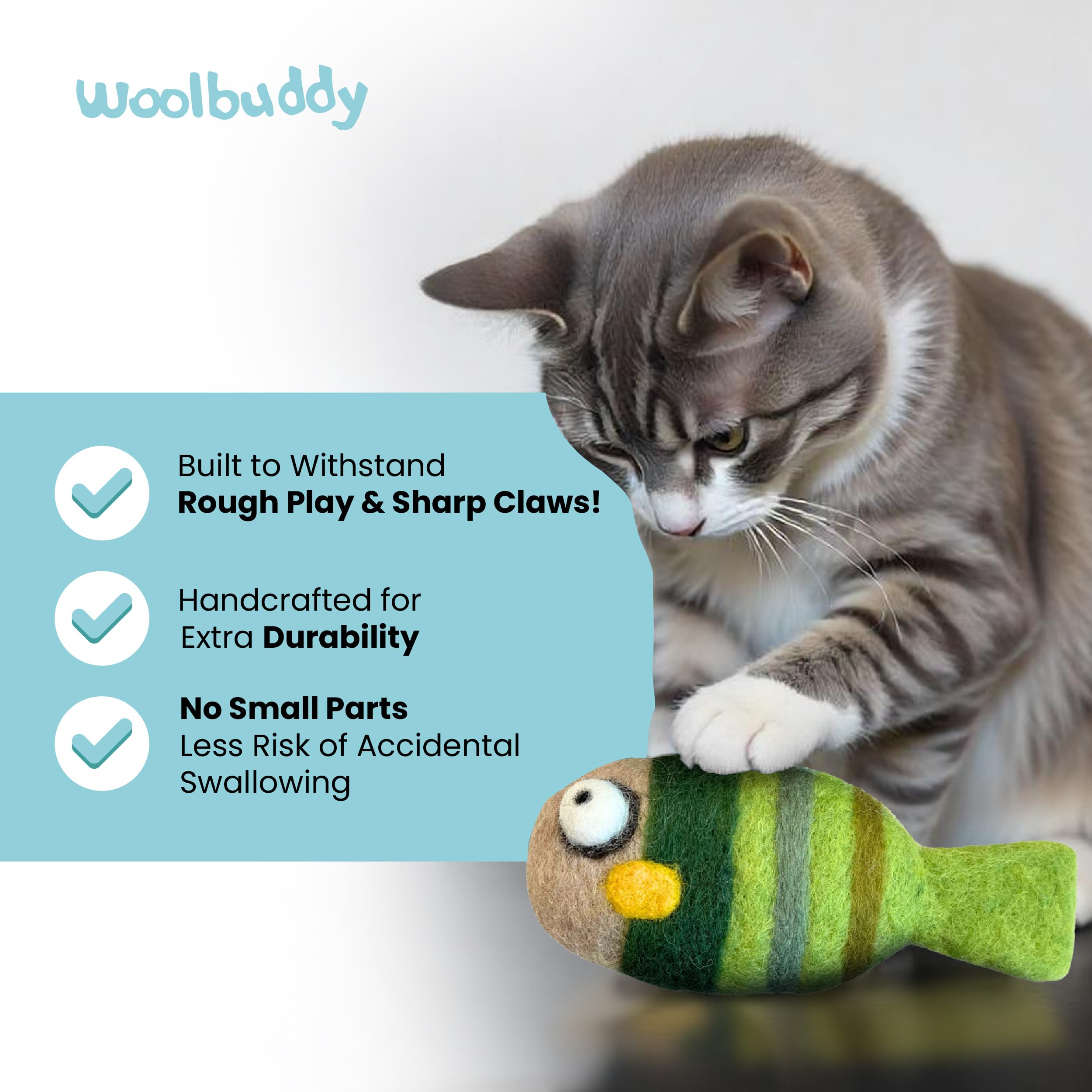 Main tenant un poisson Woolbuddy, léger pour lancer et kicker