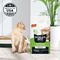 World's Best Cat Litter agglomérat tenu en main montrant facile à ramasser
