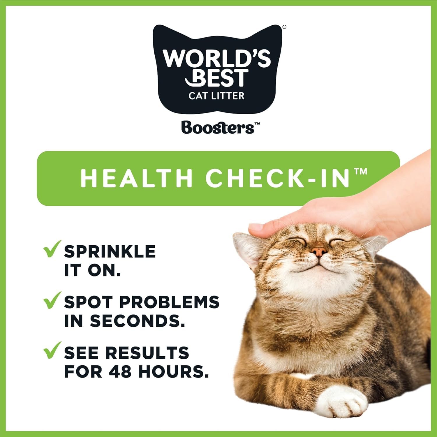 World's Best Cat Litter étiquette lisible avec instructions et précautions claires
