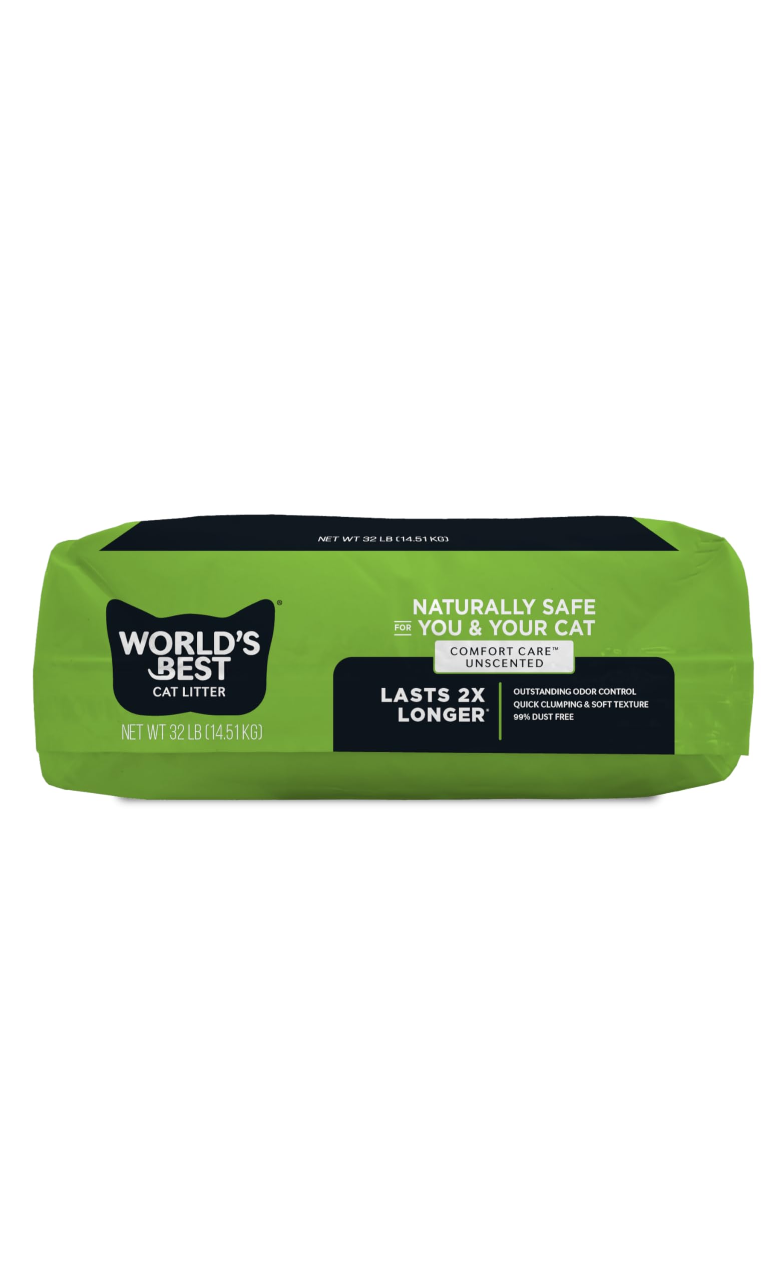 World's Best Cat Litter emballage avec label USA mettant en avant fabrication locale