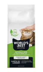 World's Best Cat Litter face avant montrant emballage pratique et bénéfice longue durée