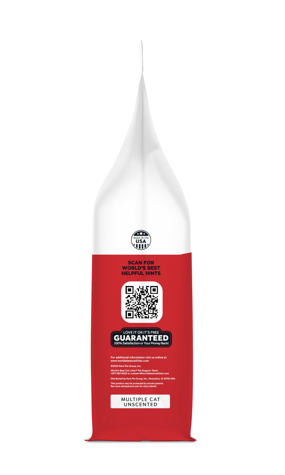 World's Best Cat Litter produit sur herbe, met en avant caractère biodégradable