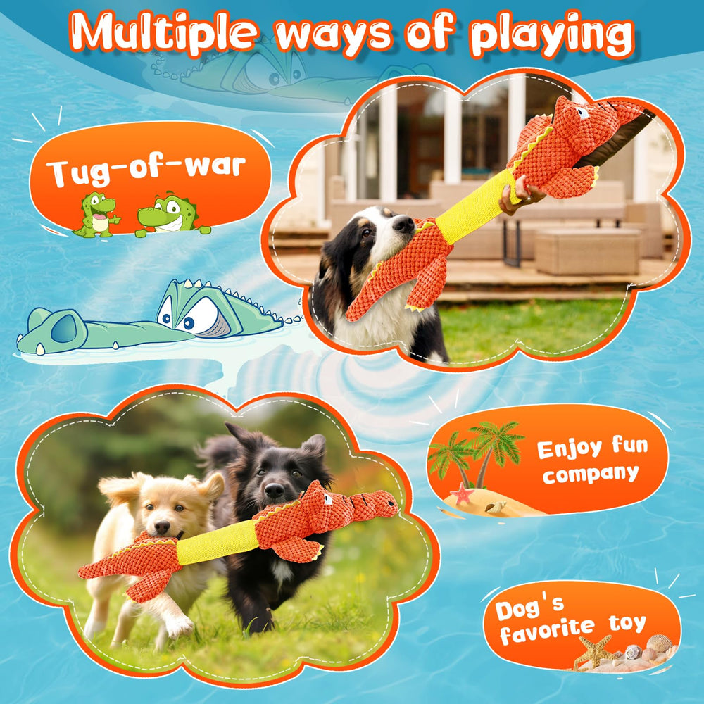 WOWBALA chien jouant dehors avec crocodile orange pour amusement actif