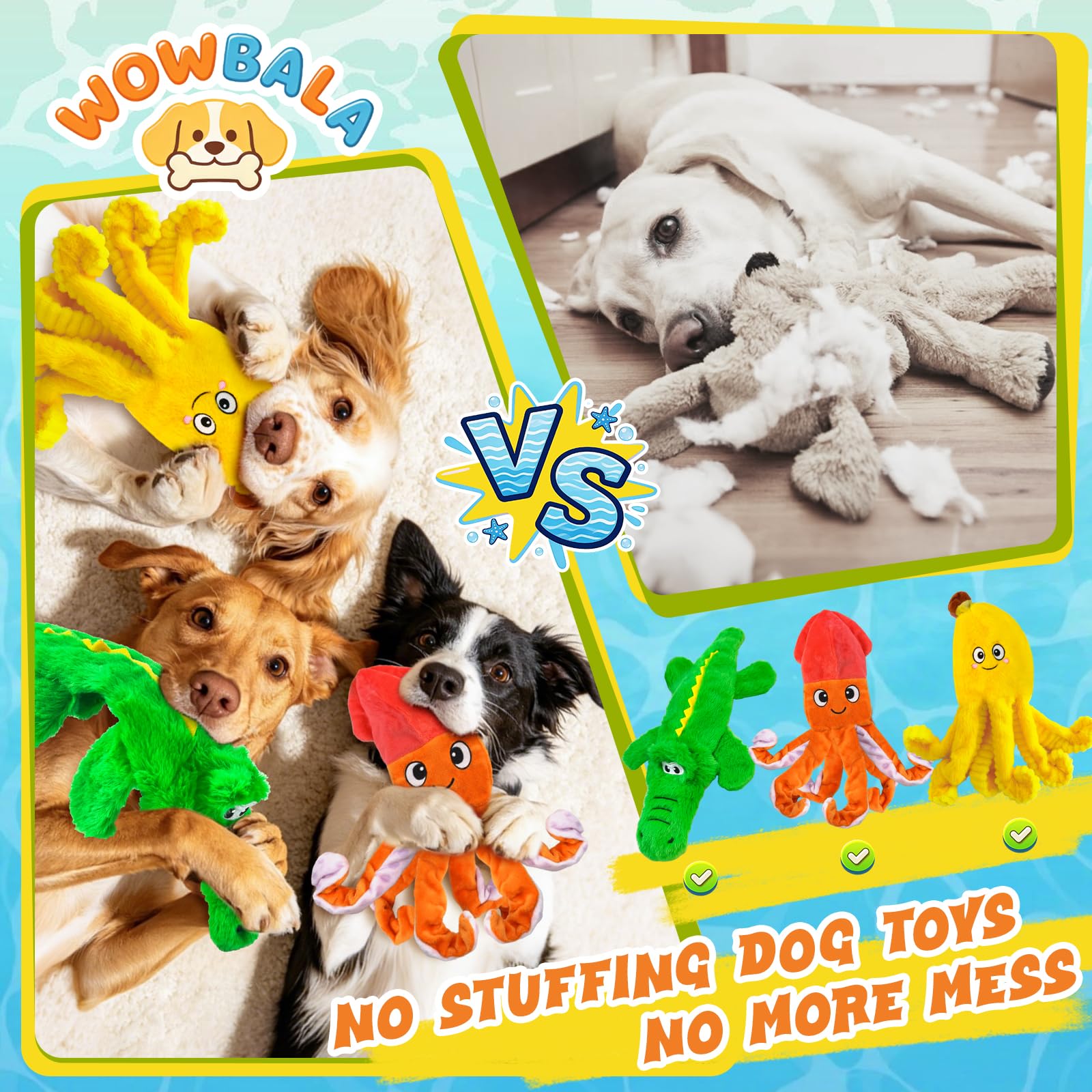 WOWBALA texture de peluche douce apaisante pour les gencives du chiot