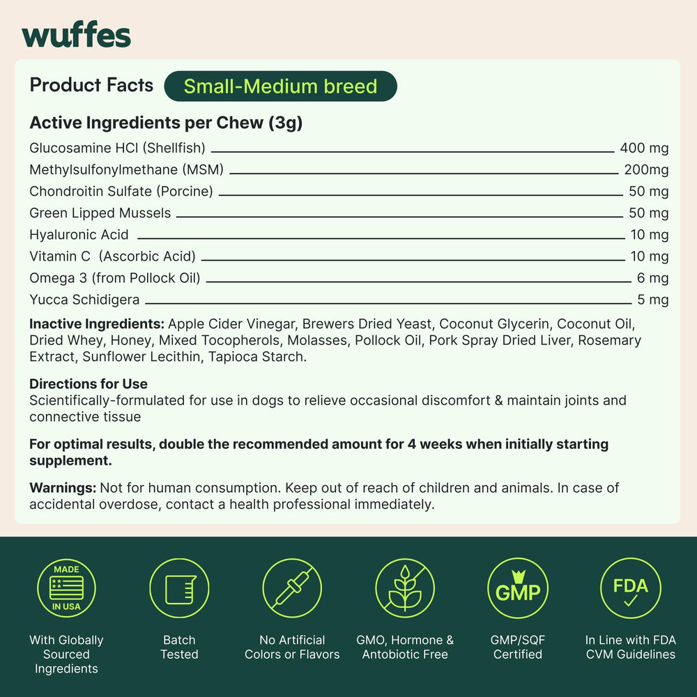 Comparaison taille montrant Wuffes adapté petits et grands chiens