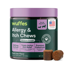 Wuffes emballage avant montrant le pot et bénéfice apaisant pour la peau