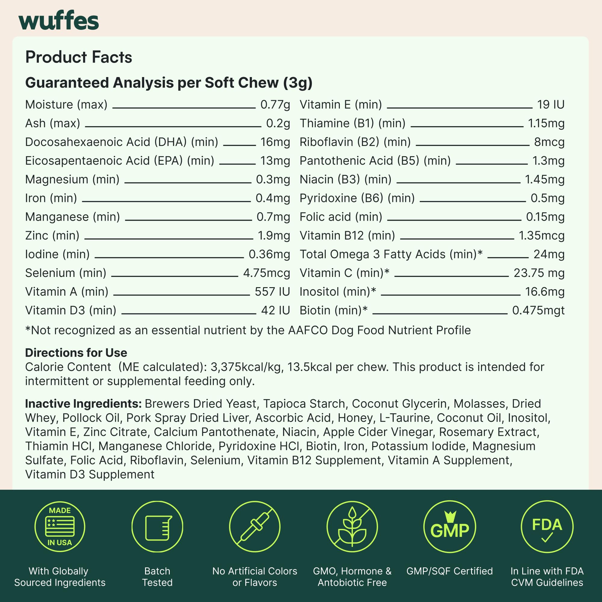Wuffes friandise coupée à la main révèle texture molle et appétence