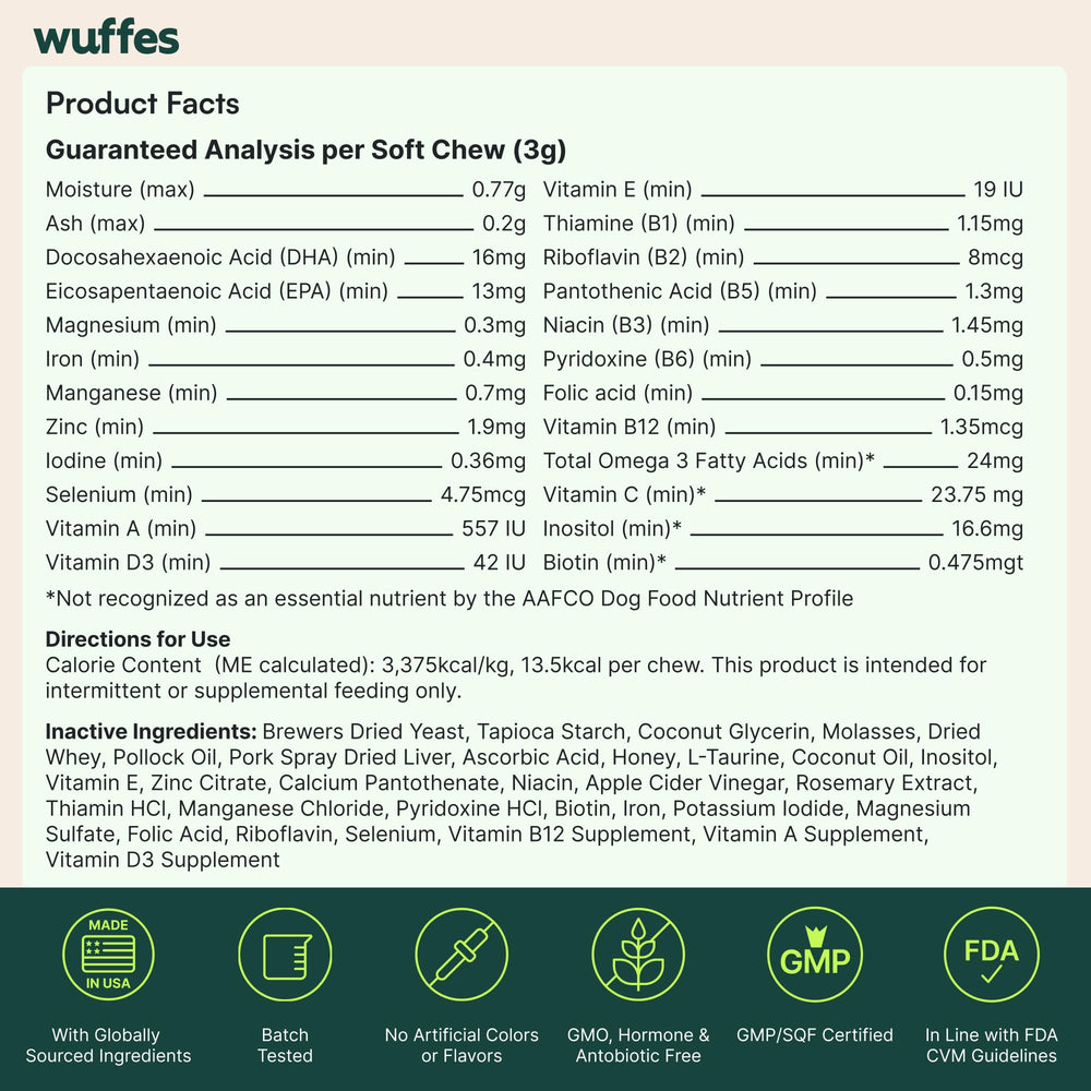 Wuffes friandise coupée à la main révèle texture molle et appétence
