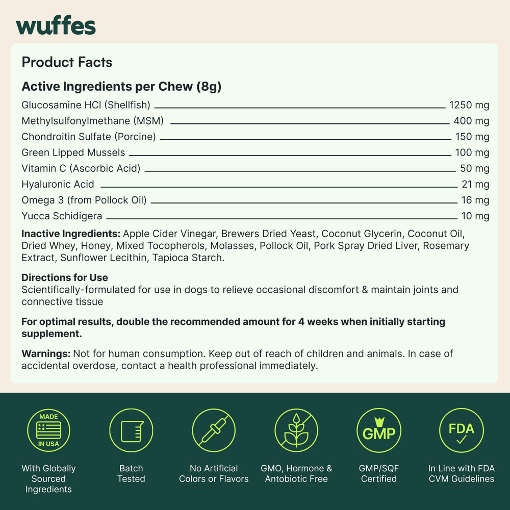 Wuffes portion dosée dans la main pour administration simple et précise