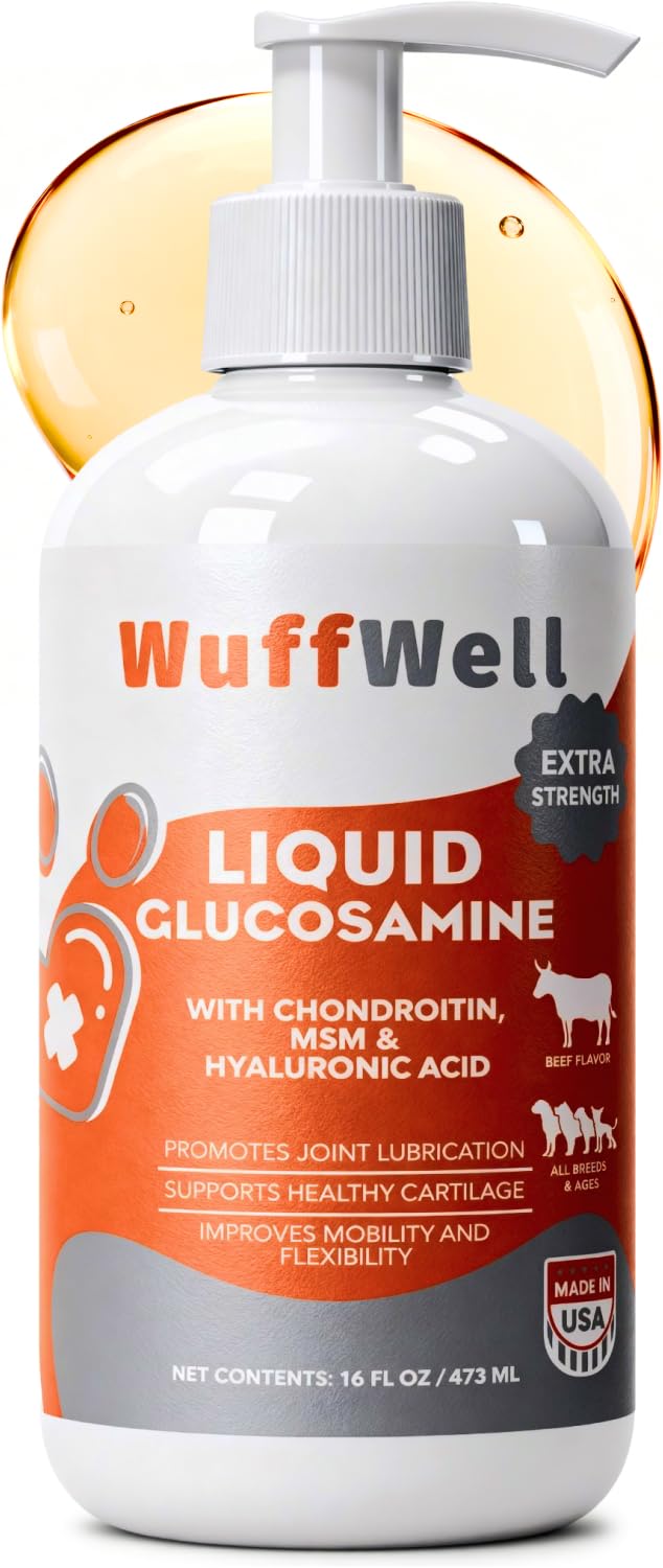 WuffWell flacon avant montrant l’étiquette claire pour administration facile