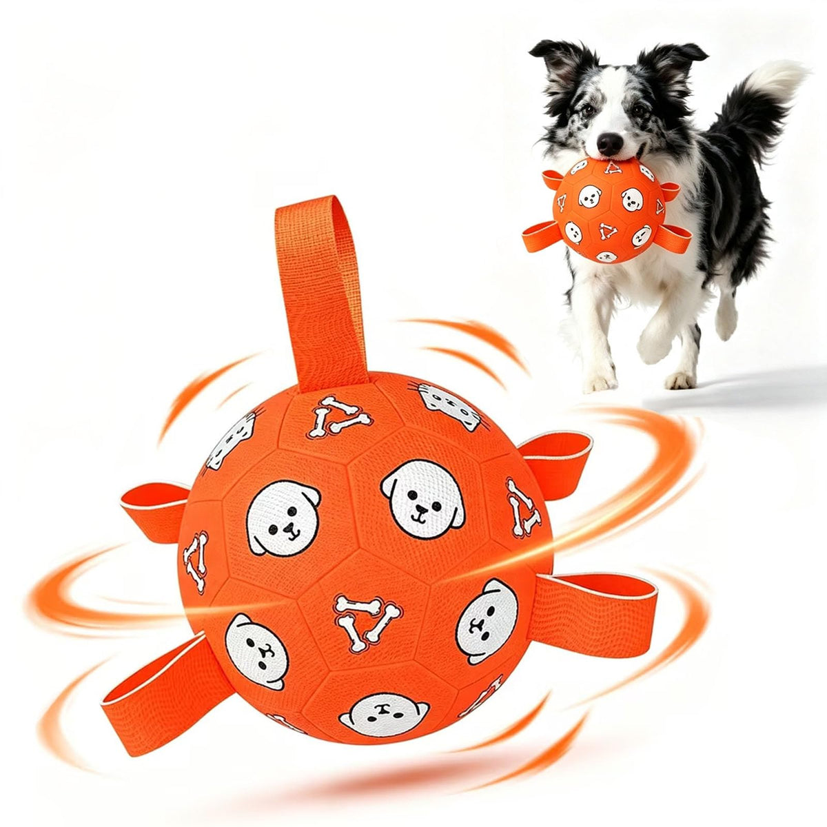 WYNTRIUM ballon de football pour chien vue frontale montrant sa robustesse