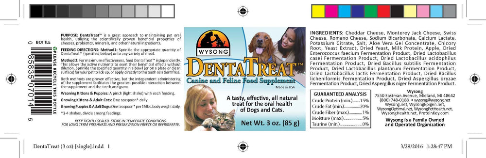 Wysong Dentatreat saupoudré sur nourriture illustrant l'acceptation accrue