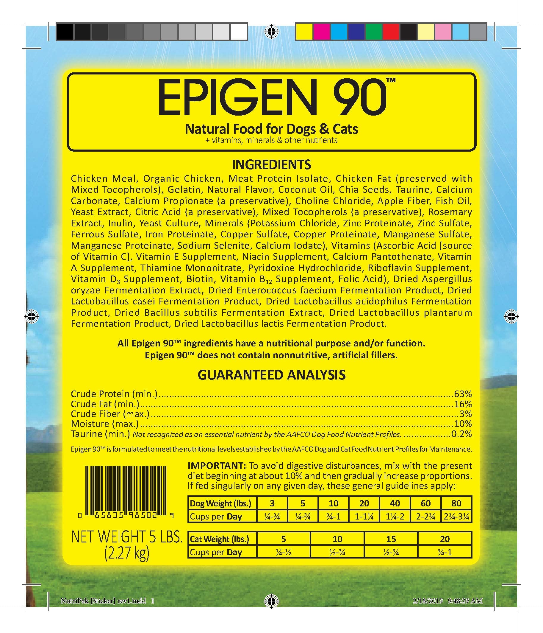 Wysong Epigen 90 comparaison sac 5lb et 20lb pour choix de taille adapté