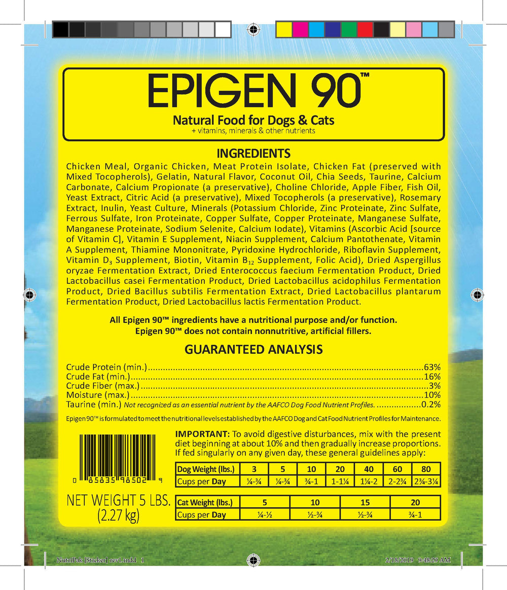 Wysong Epigen 90 comparaison sac 5lb et 20lb pour choix de taille adapté