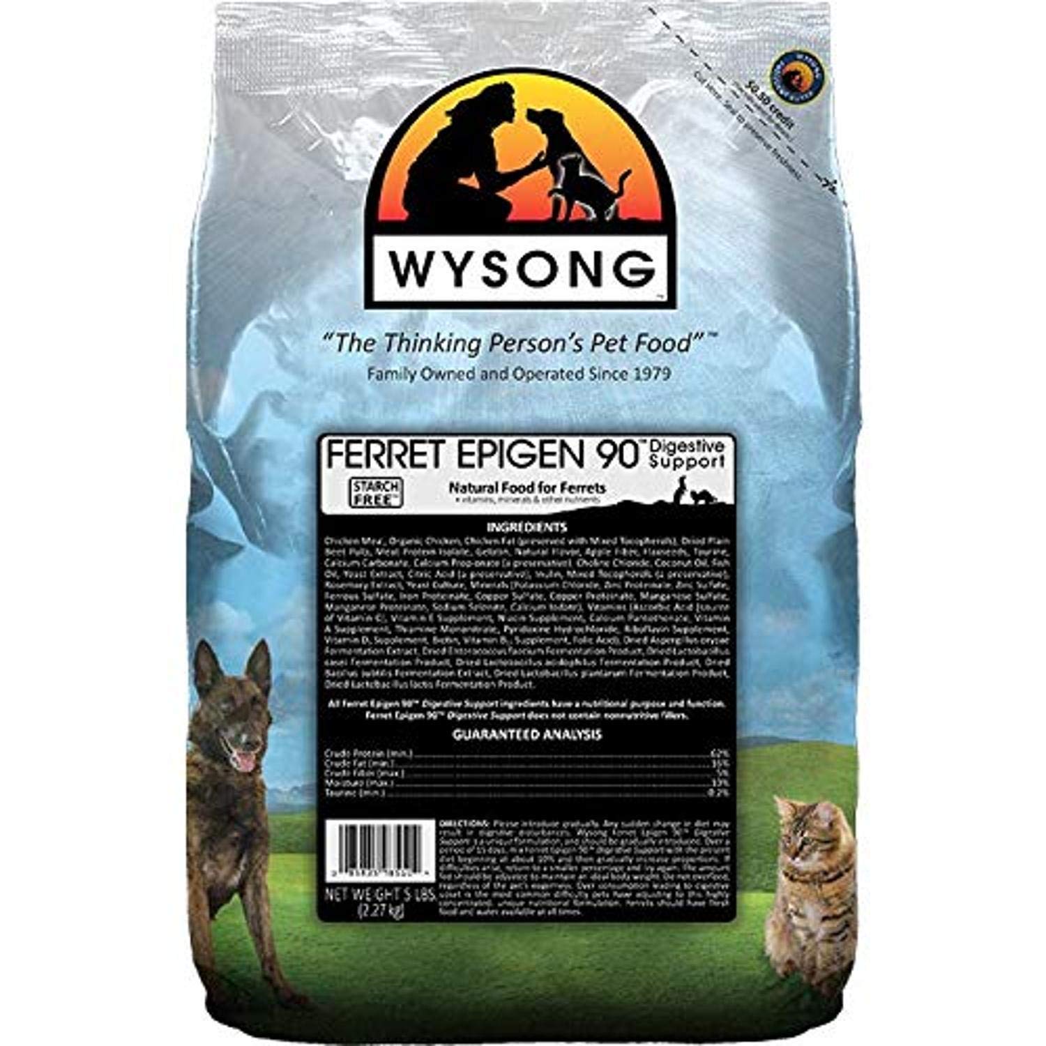 Wysong emballage avant montrant sac 5 lb et bénéfice digestion