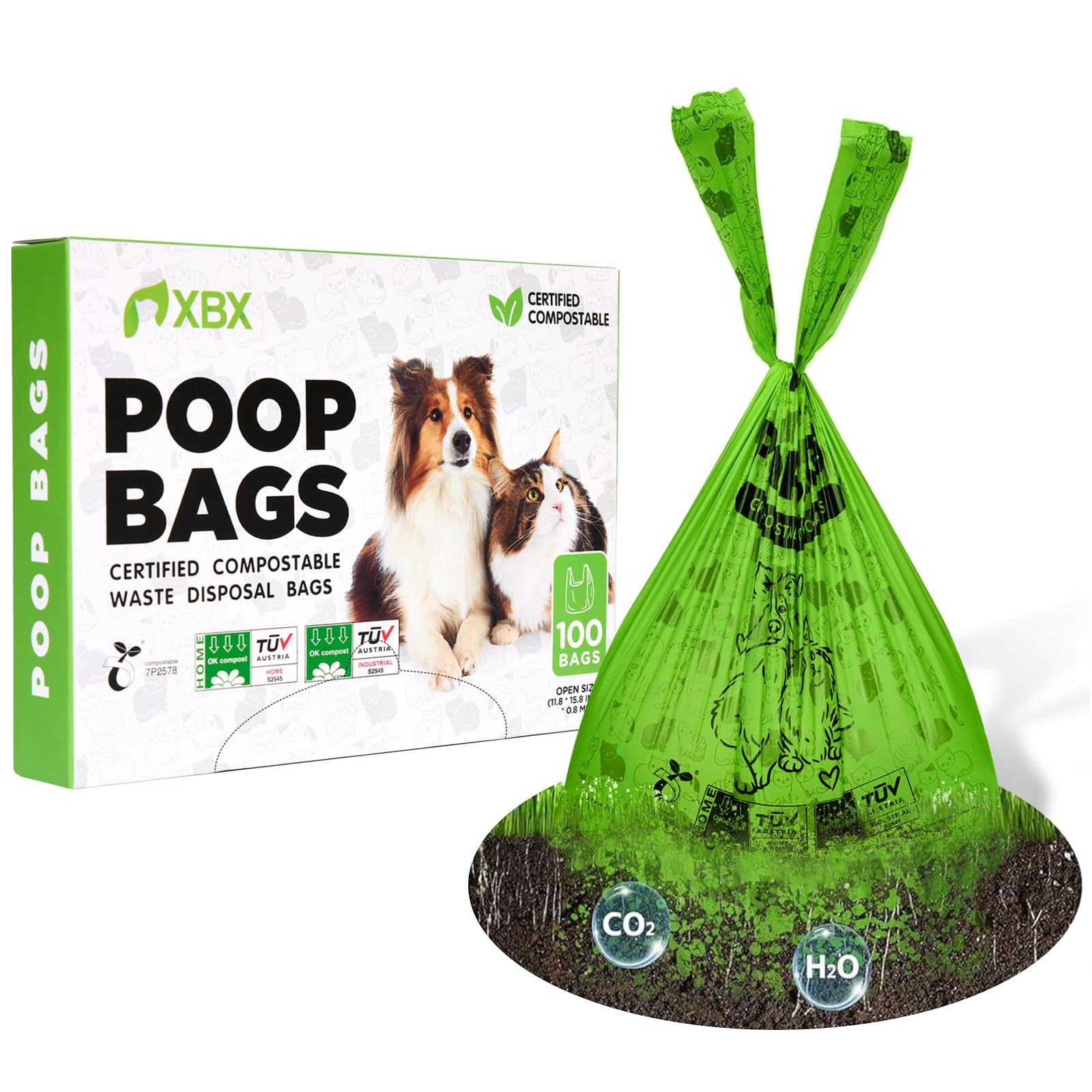 XBX emballage avant montrant 100 sacs, bénéfice stockage organisé