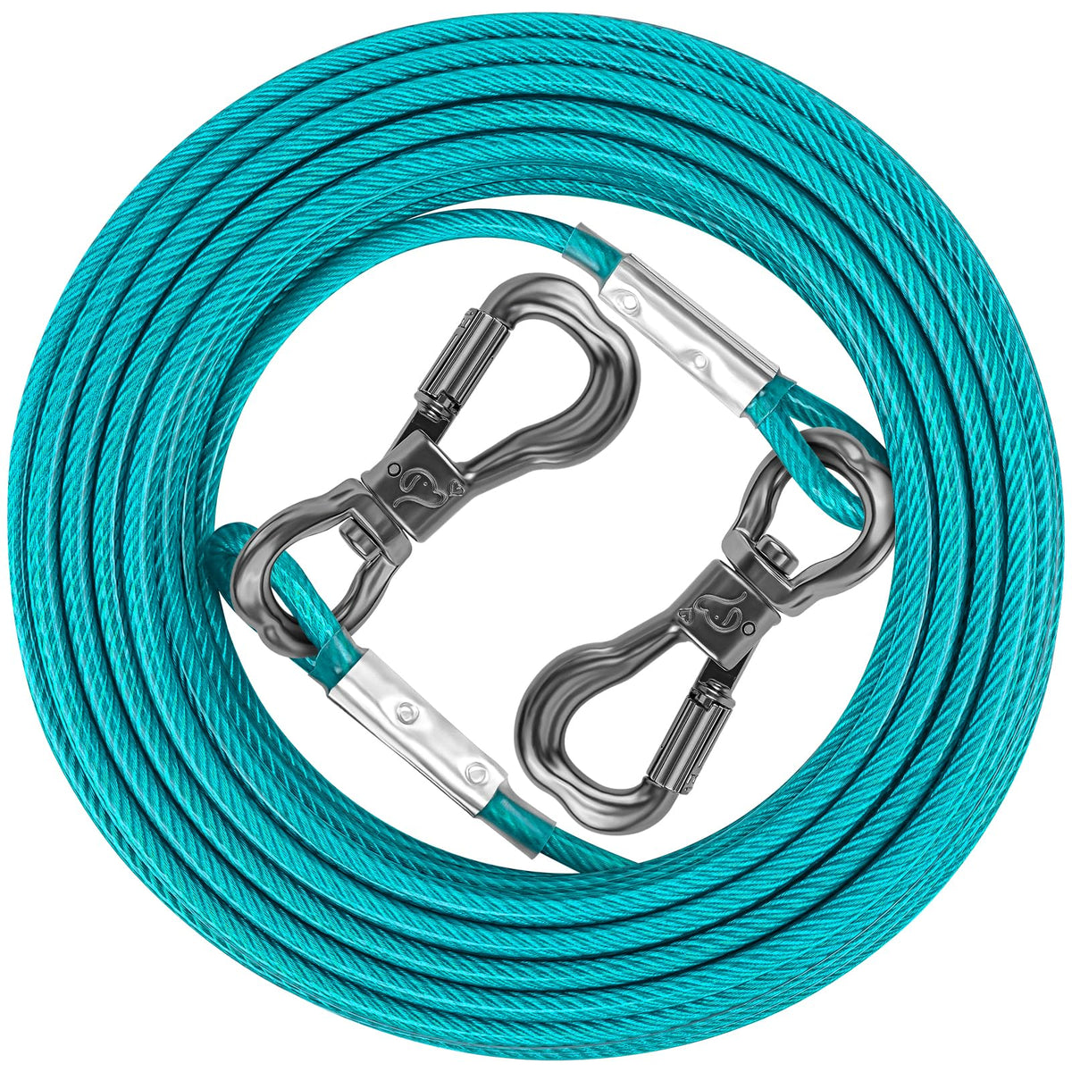 XiaZ vue frontale du câble teal montrant l’ensemble gainé et longueur disponible, sécurité visible