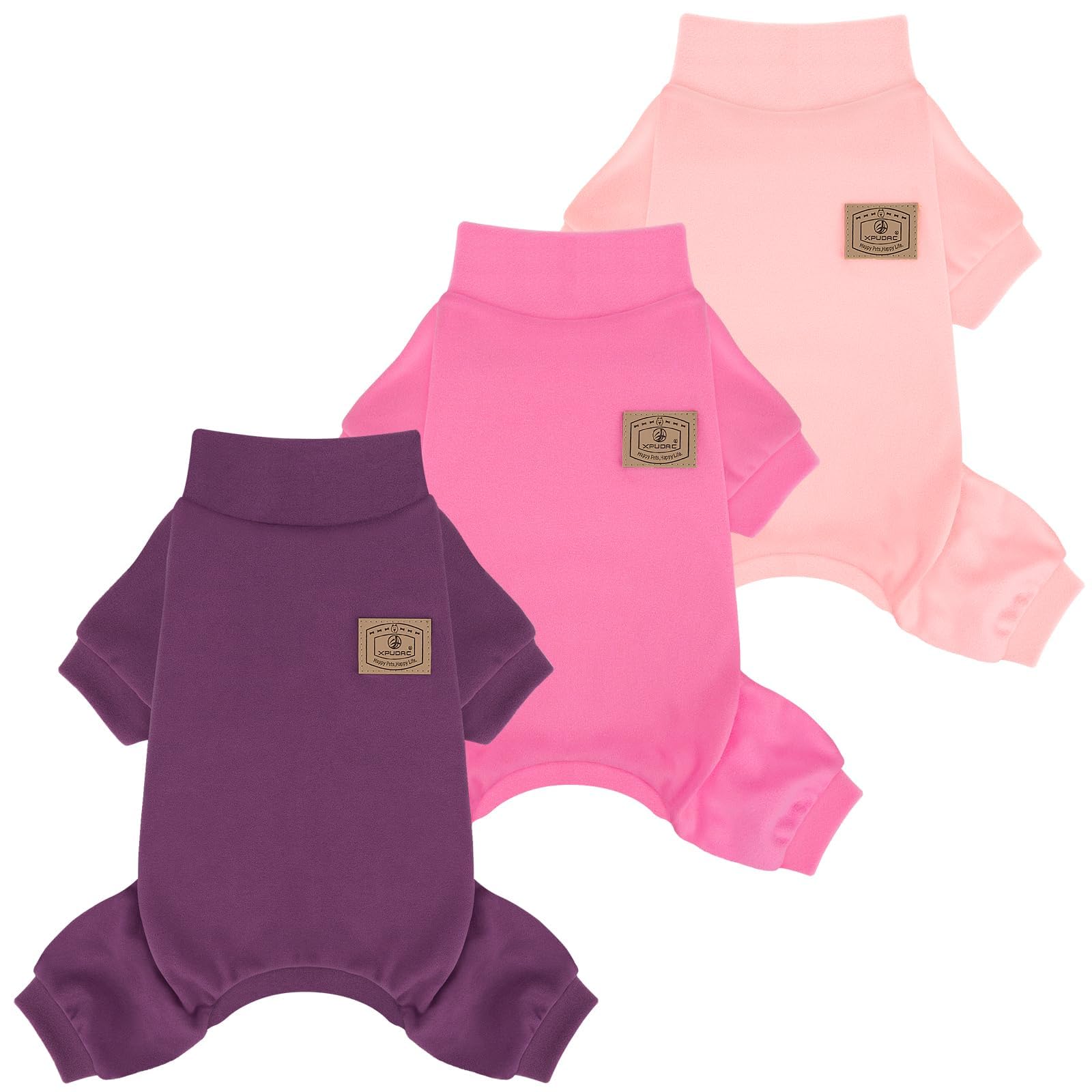 XPUDAC vue avant du lot trois pyjamas, couleurs variées et présentation