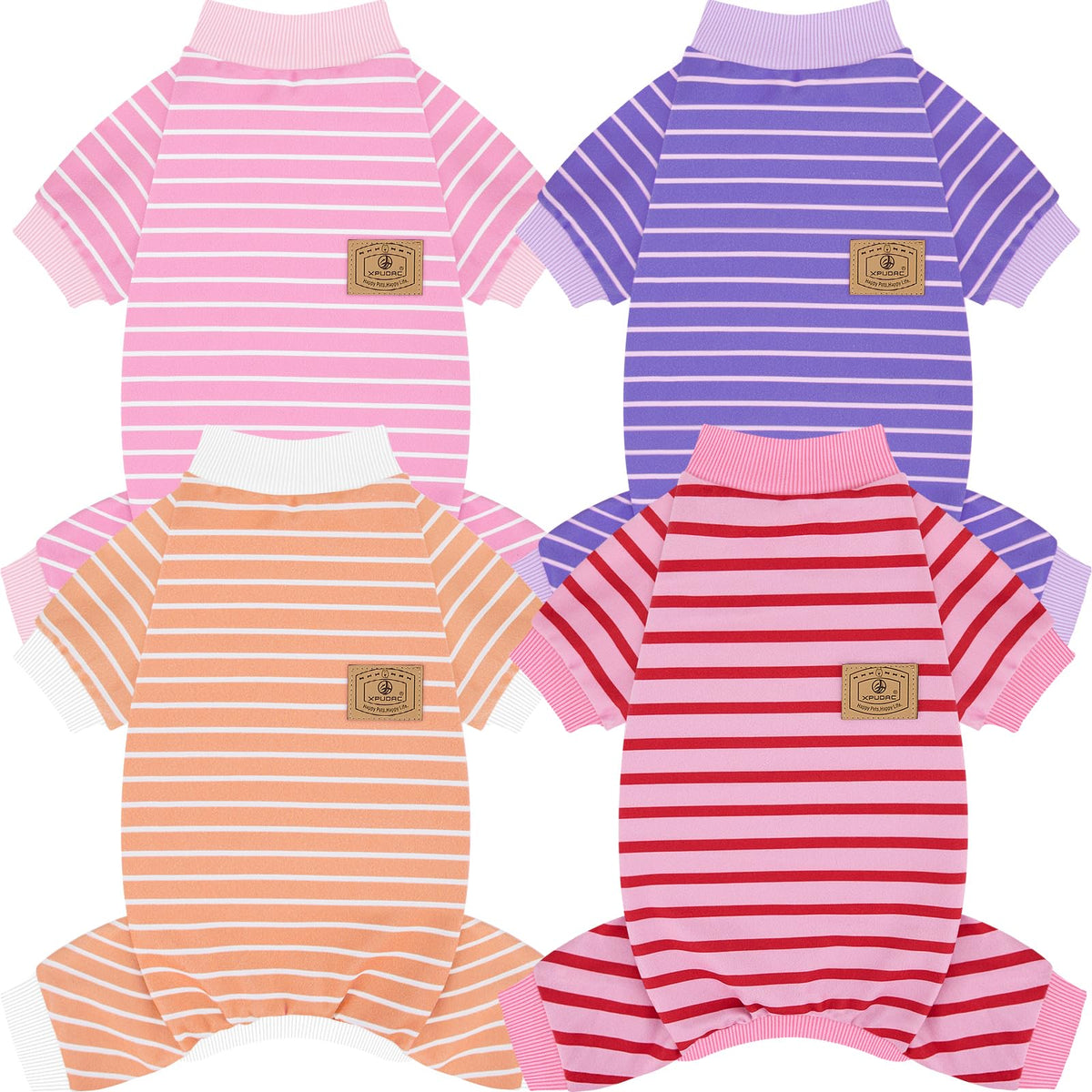 XPUDAC pyjamas 4 pièces vue avant montrant style rayé et ajustement