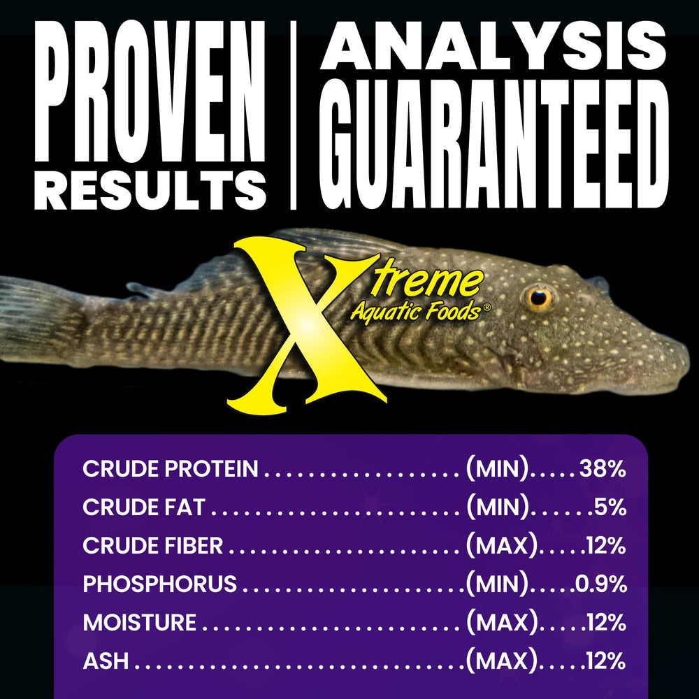 Xtreme Aquatic Foods wafer à côté d’une règle montrant l’échelle réelle 14mm