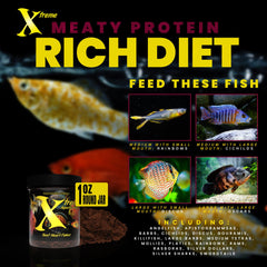 Xtreme Aquatic Foods étiquette et ingrédients indiquant provenance USA