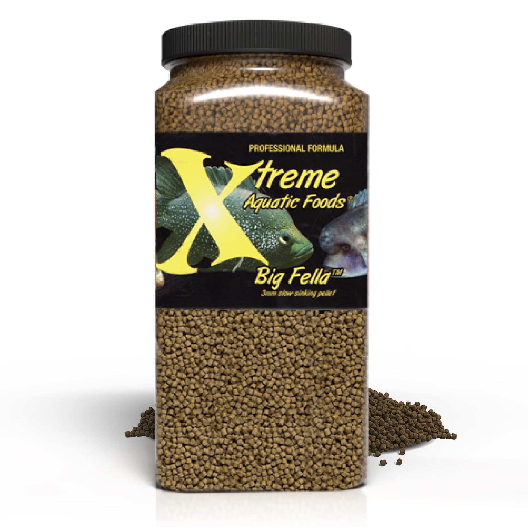 Xtreme Aquatic Foods emballage avant 64oz montrant format pratique