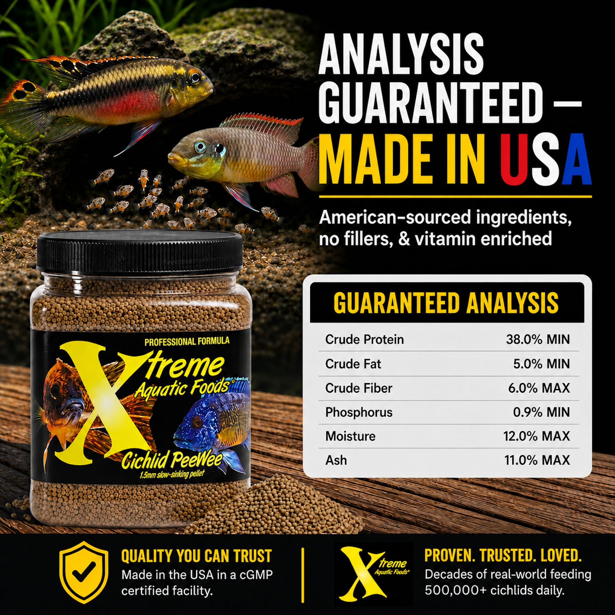 Xtreme Aquatic Foods pack de vitamines inclus montrant soutien immunitaire
