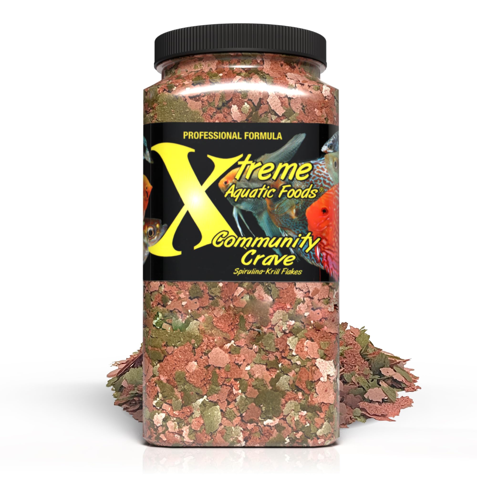 Xtreme Aquatic Foods packaging avant montrant 16oz et bénéfices nutritionnels