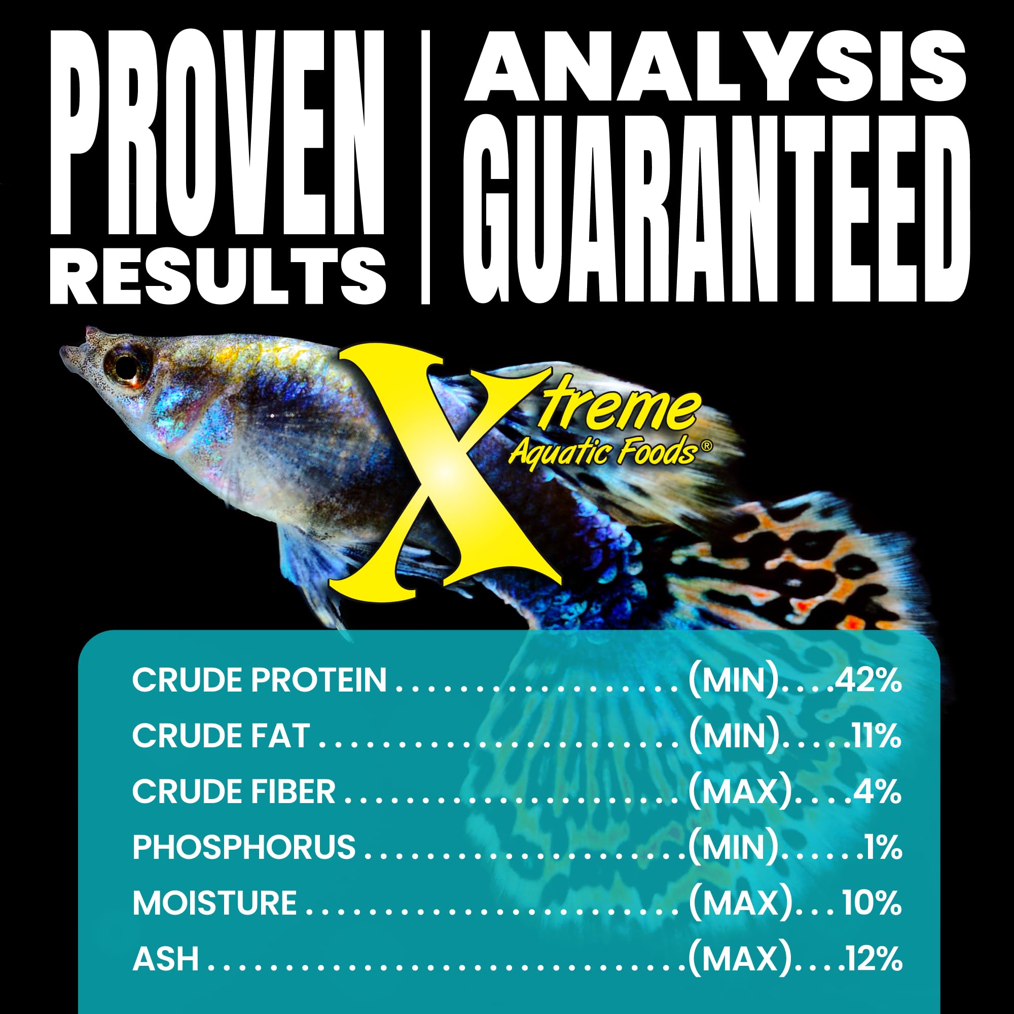 Xtreme Aquatic Foods scène d'aquarium illustrant poissons colorés et santé