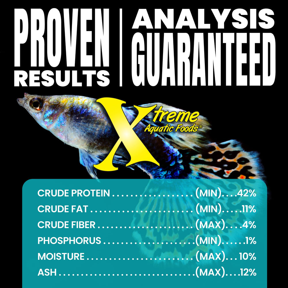 Xtreme Aquatic Foods scène d'aquarium illustrant poissons colorés et santé