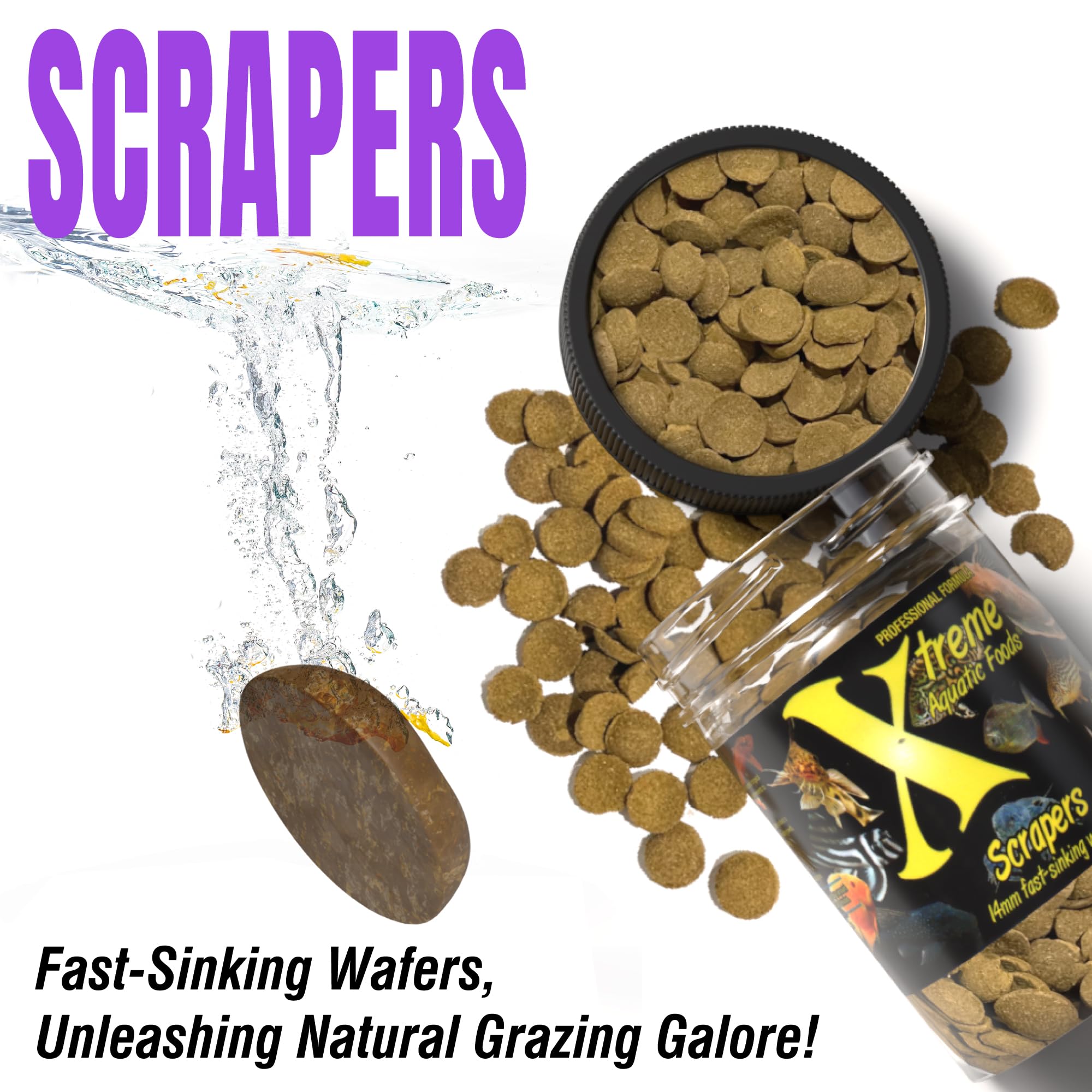 Xtreme Aquatic Foods pastilles dans aquarium illustrant alimentation nocturne contrôlée