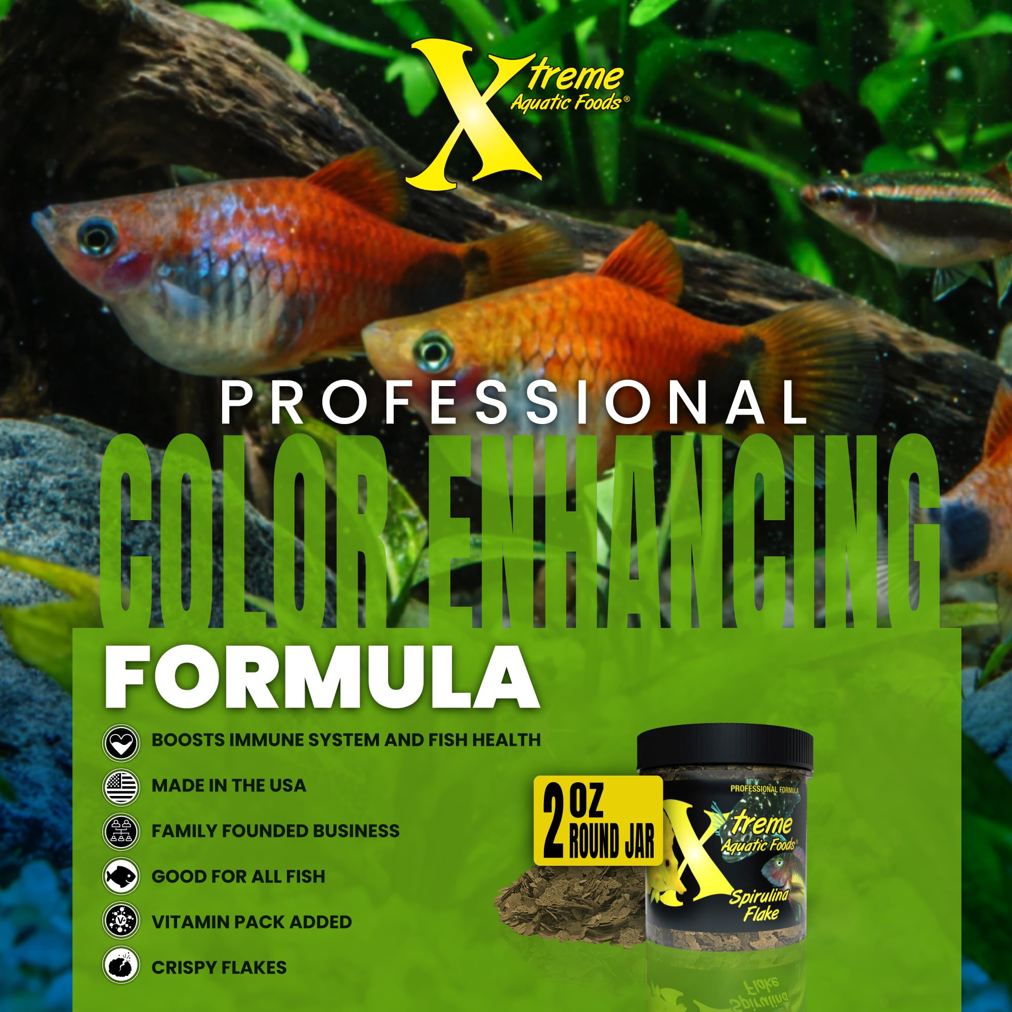 Xtreme Aquatic Foods cuillère doseuse illustrant portion contrôle et praticité