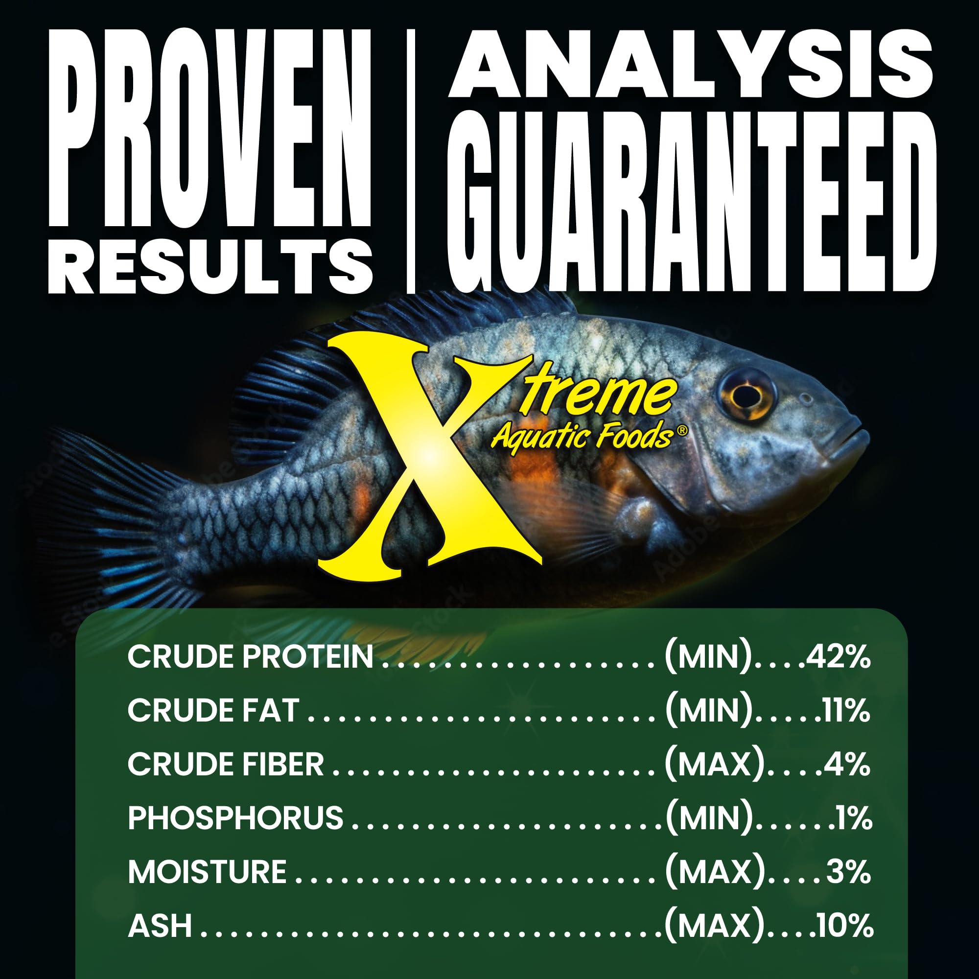 Xtreme Aquatic Foods étiquette ingrédients soulignant spiruline américaine de qualité