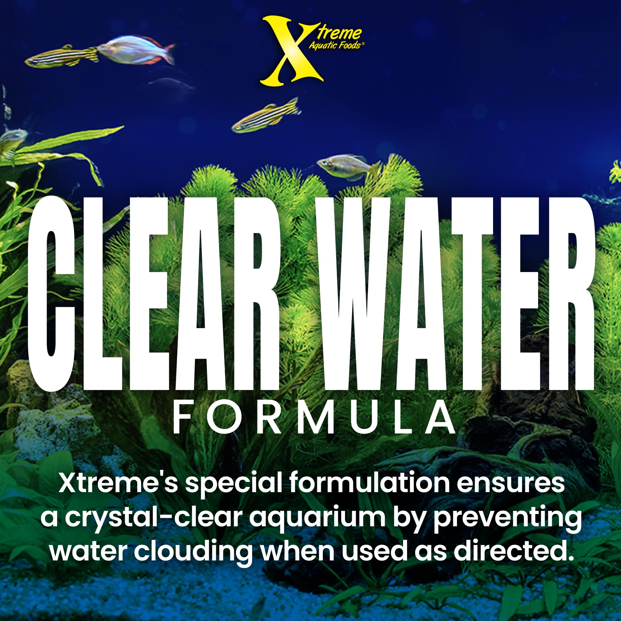 Xtreme Aquatic Foods étiquette et ingrédients affichant provenance USA