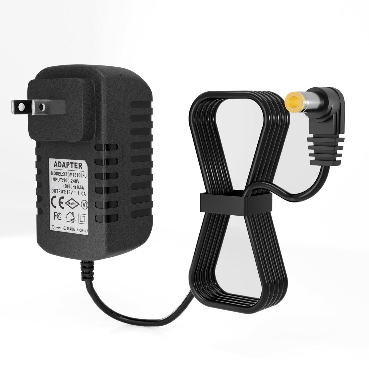 Chargeur XZGm 18V face montrant fiche et boitier pour alimentation fiable