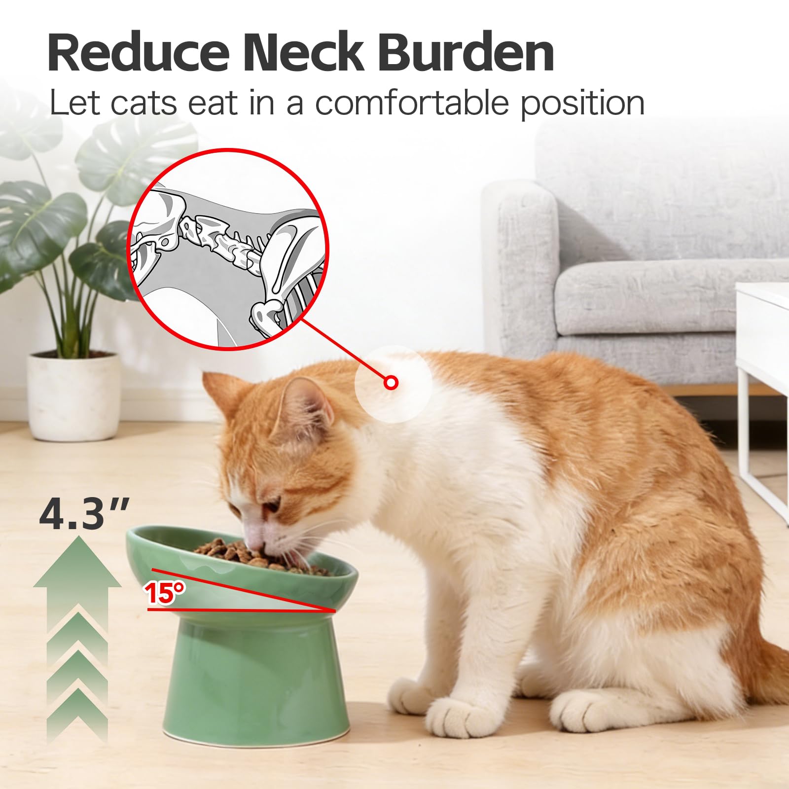 YAUYIK vue de profil angle incliné 15° pour alimentation plus naturelle