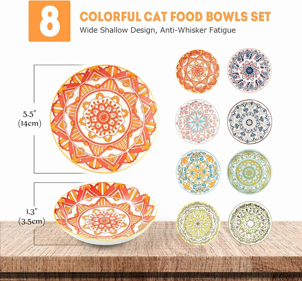 YEAHGO bol chat gros plan motif bohème, surface lisse facile à nettoyer
