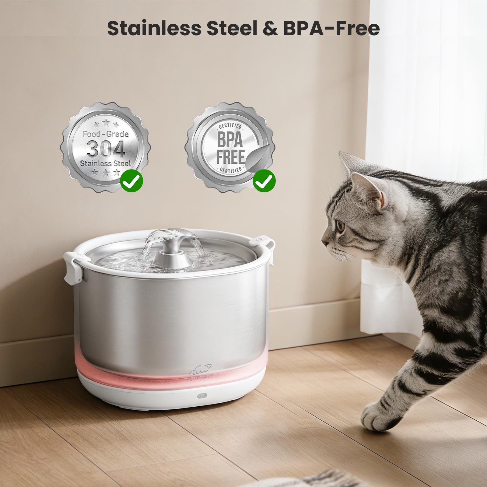 YEAPAW fontaine posée en cuisine moderne pour confort animal