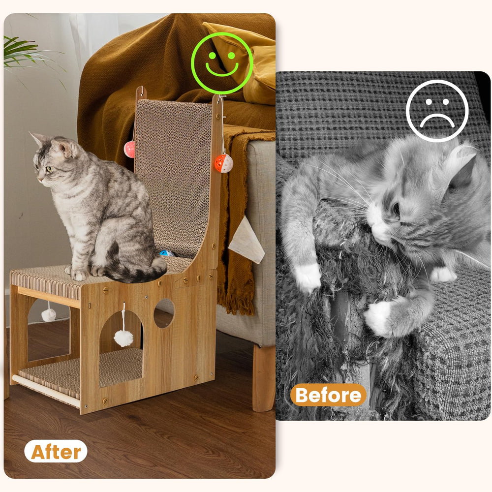 YEMOO griffoir en situation lifestyle apportant jeu et protection meubles