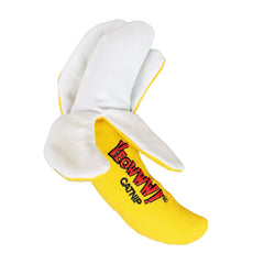 Yeowww! banane pelée vue de face montrant forme et couleurs, stimule le jeu