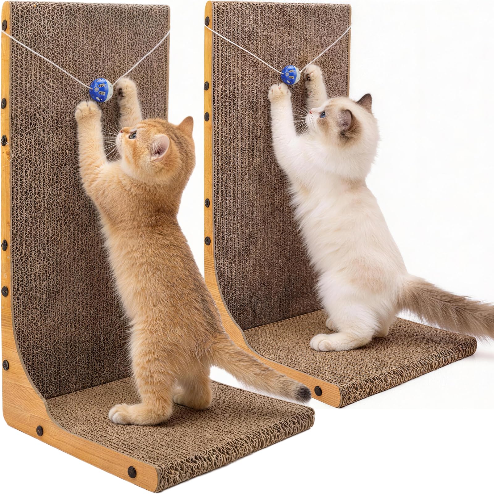 YesBes griffoir en L face avant montrant la structure et l'accès facile pour chat