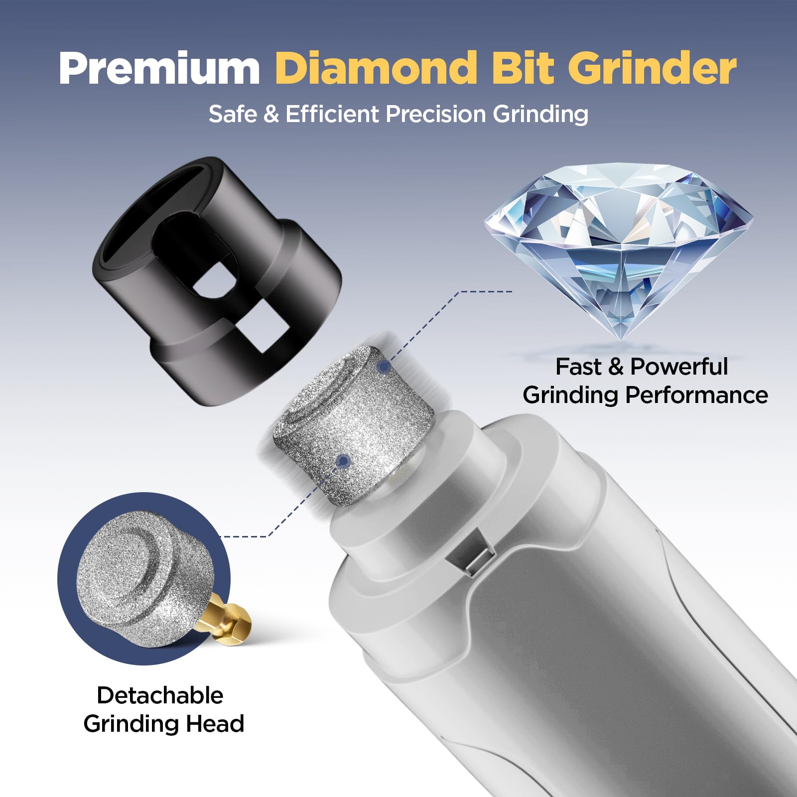 YGGDRA gros plan de la tête diamantée pour un limage précis