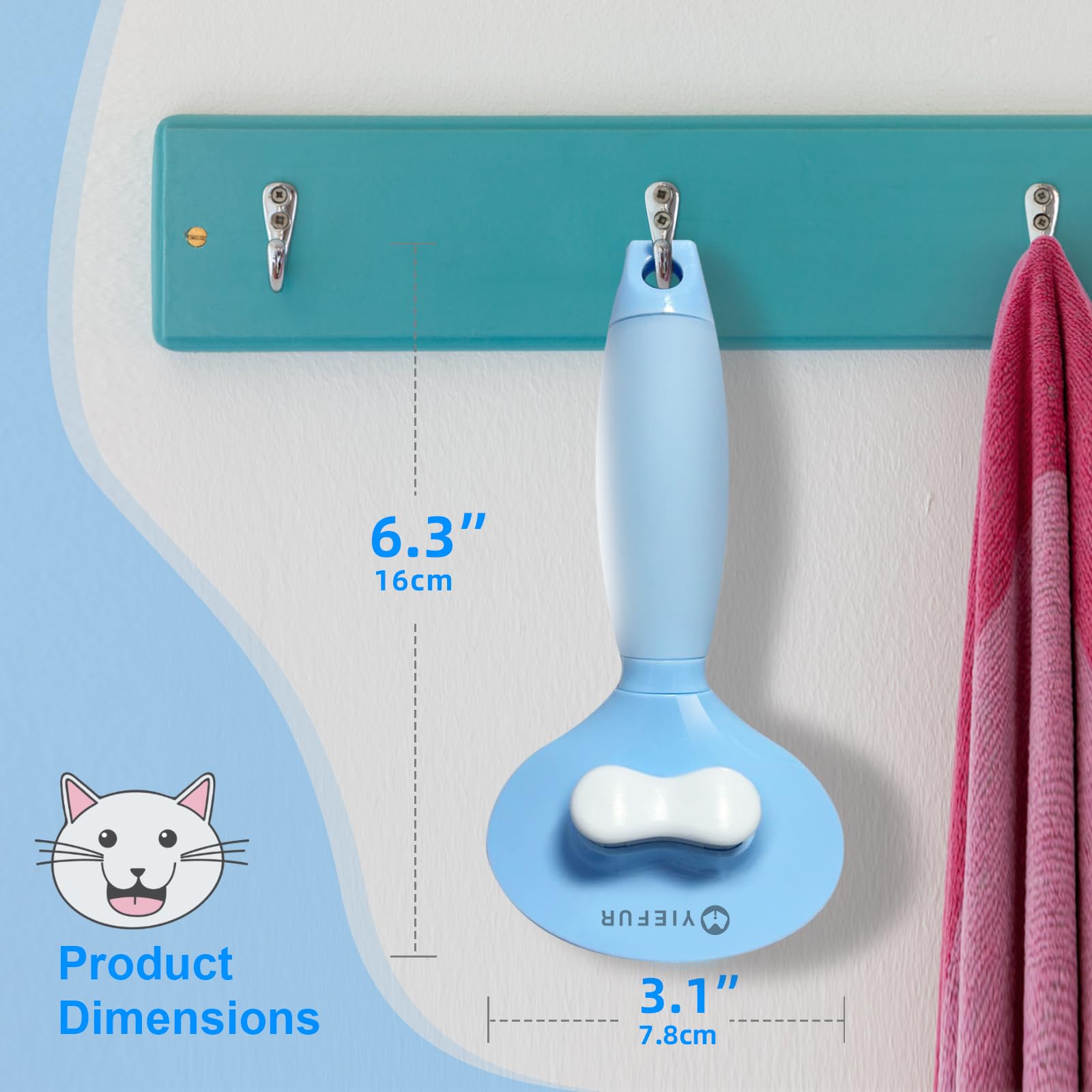 YiEFUR comparaison de taille montrant la brosse pratique à ranger