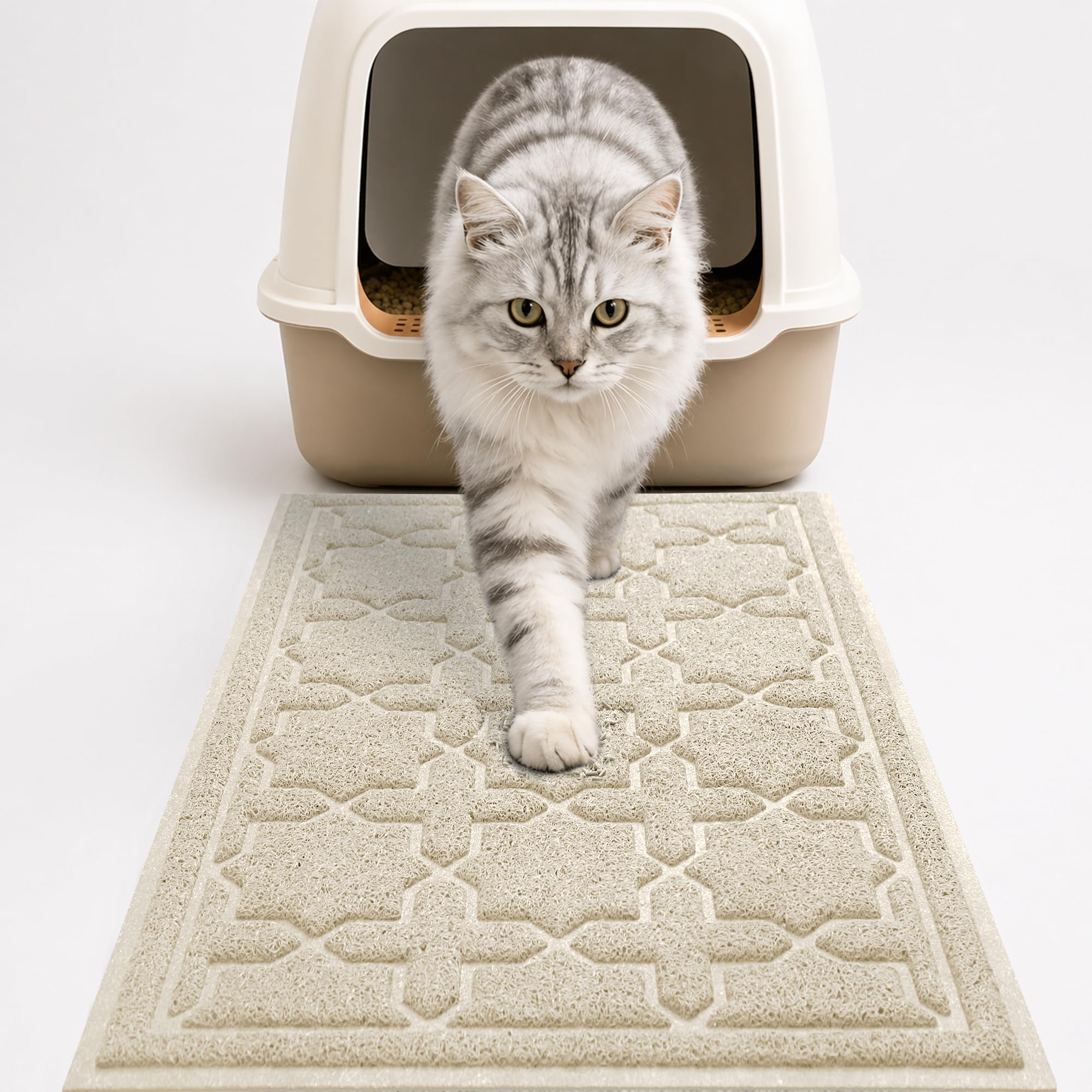 Yimobra tapis litière vue avant montrant design et forme, réduit les traces
