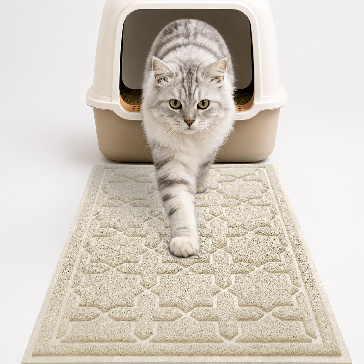 Yimobra tapis litière vue avant montrant design et forme, réduit les traces