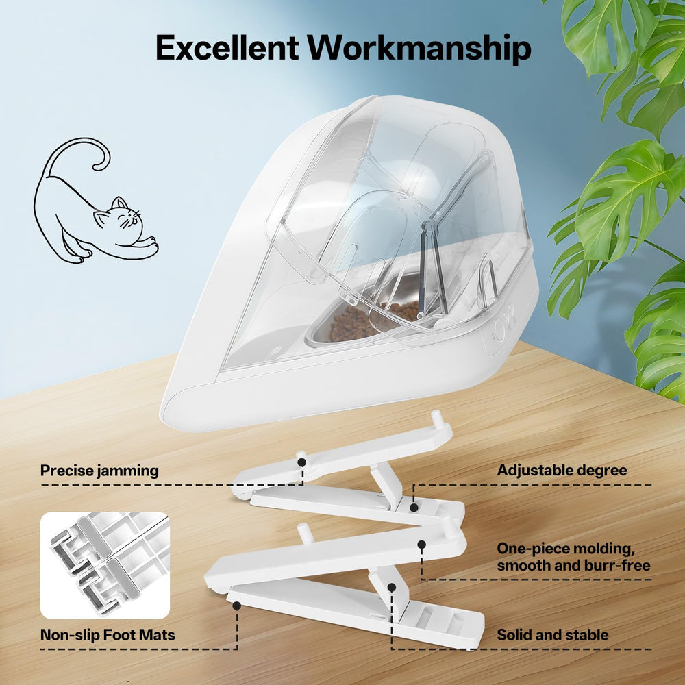 YOIHABV support comparaison taille avec chat montrant élévation adaptée et ergonomie